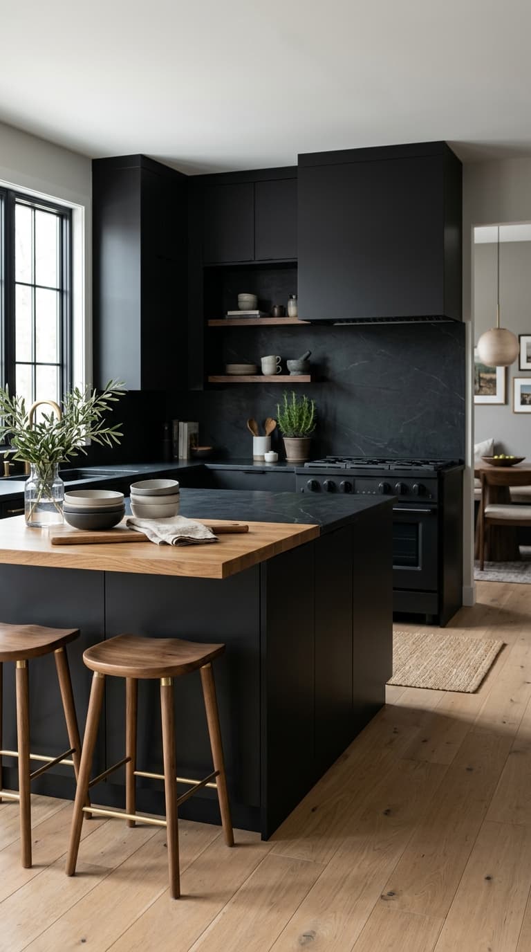 13 Black Kitchen Ideas for a Bold and Dramatic Cooking Space 2 13 Black Kitchen Ideas for a Bold and Dramatic Cooking Space