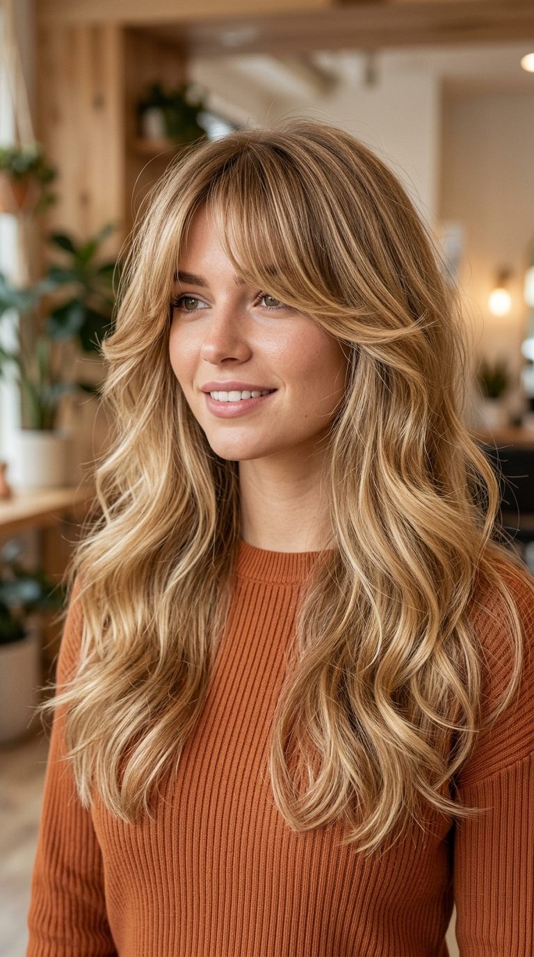 The 70s Inspired Curtain Bang Moment