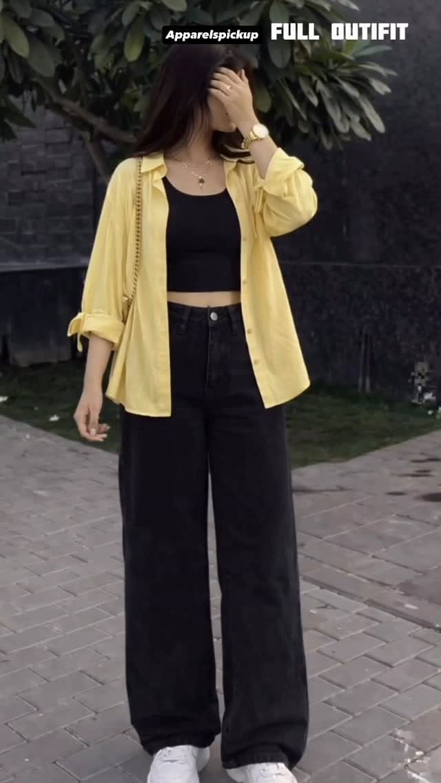 Black Baggy Jeans with a Fitted Ribbed Tank