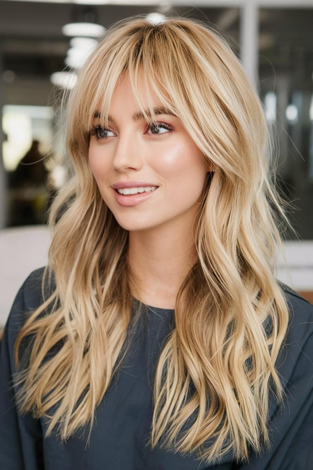Bold Curtain Bangs With a Statement Hair Color