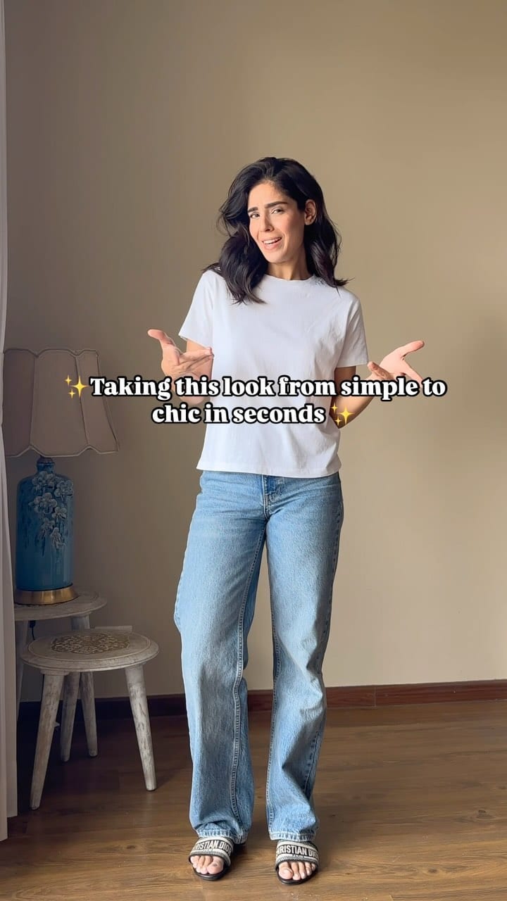 Cropped White Tee and Baggy Jeans
