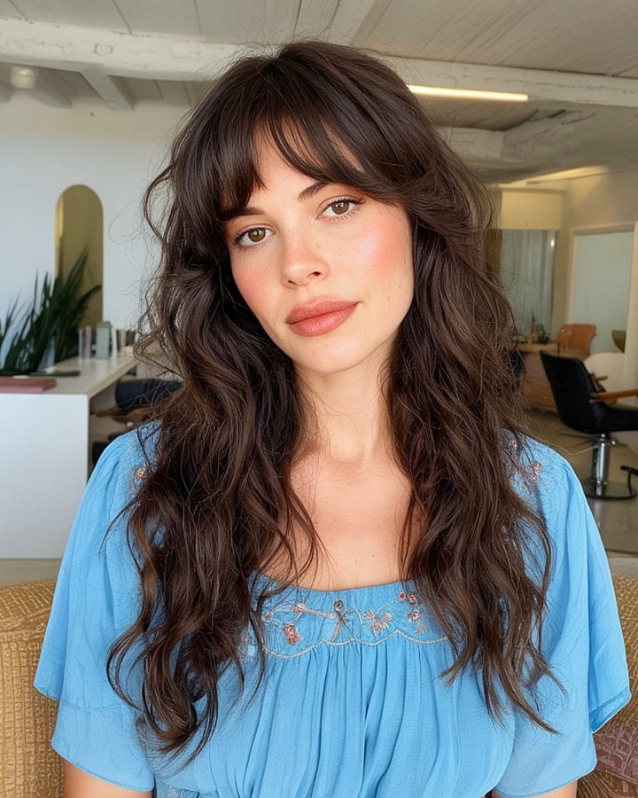 Curtain Bangs With Voluminous Curls