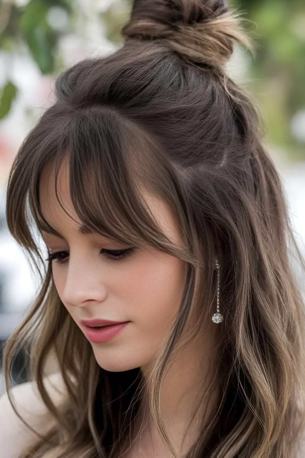 Curtain Bangs With a Half-Up Twist