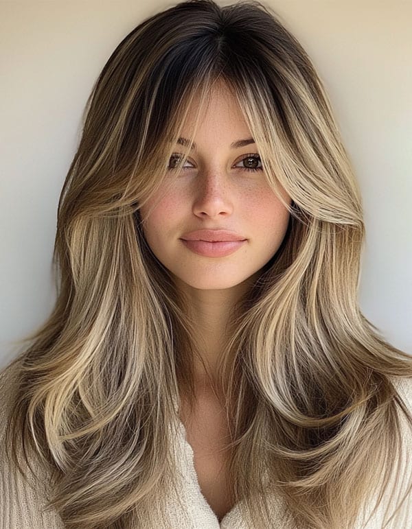 Curtain Bangs With a Long Braid