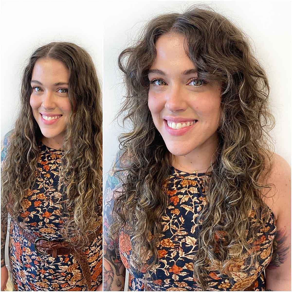 Curtain Bangs on Natural Curly Long Hair