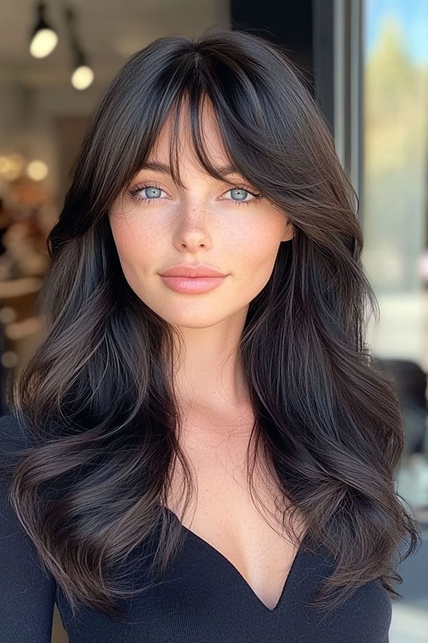 Curtain Bangs With Long Black Hair