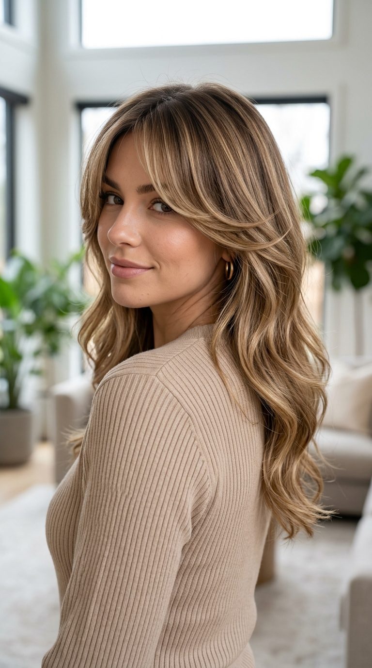 Curtain Bangs With Side-Swept Layers