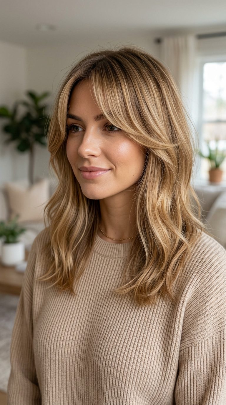 Curtain Bangs With Layers for a Grown-Out Bang Transition