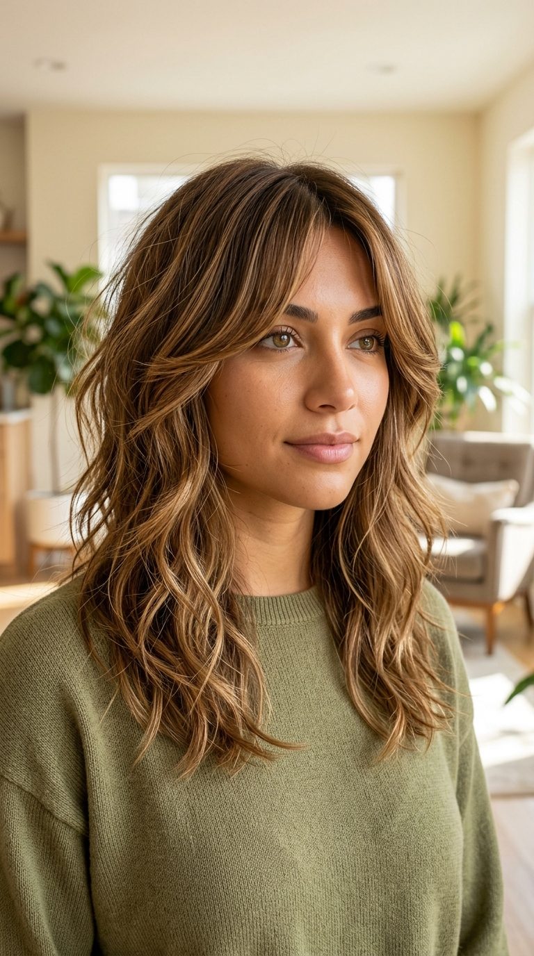 Curtain Bangs With Textured Layers