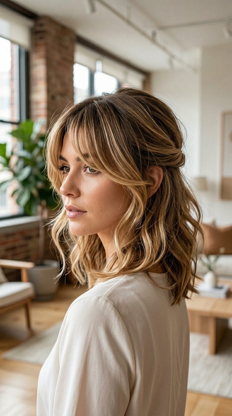 Curtain Bangs With Loose French Tuck and Layers