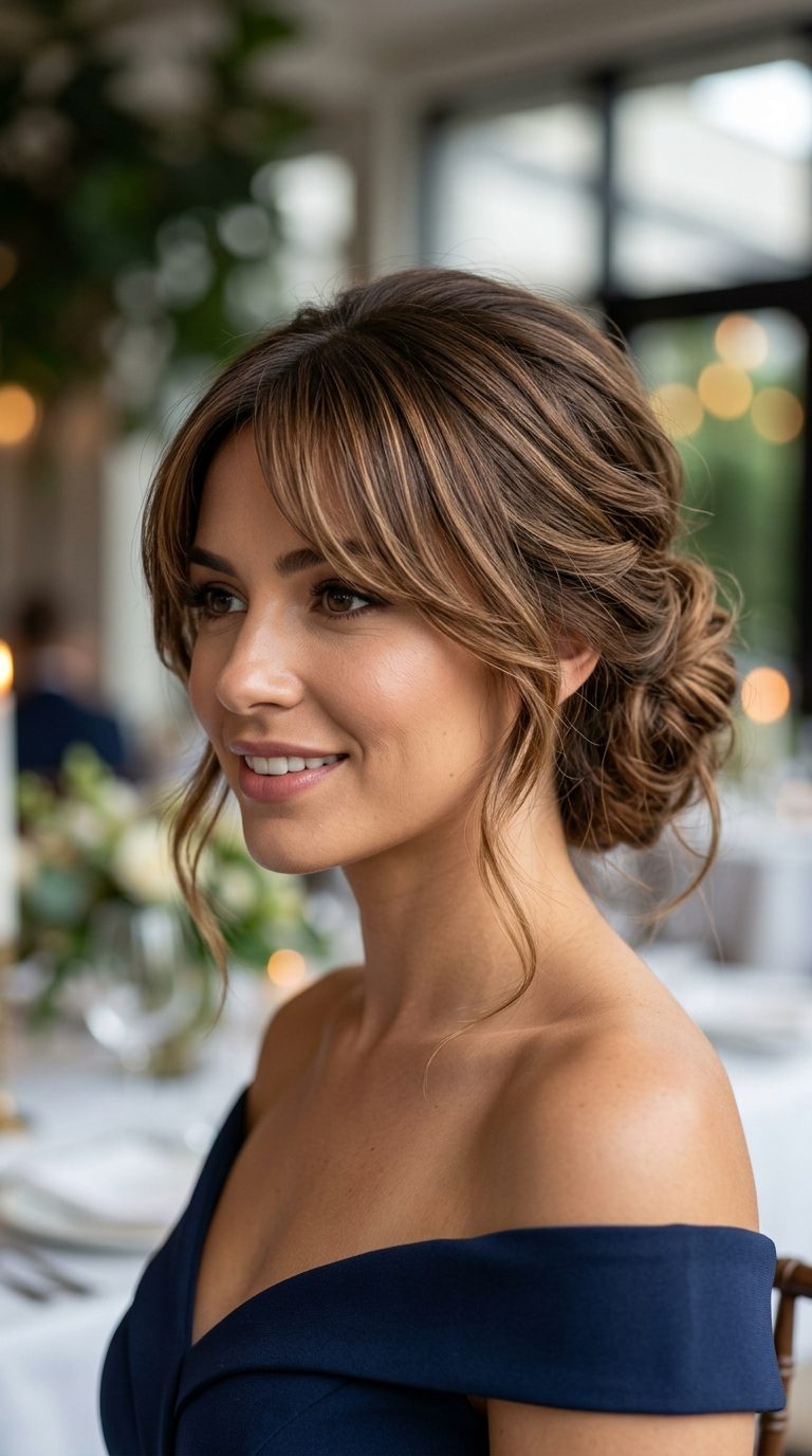 Curtain Bangs With an Updo for Special Occasions