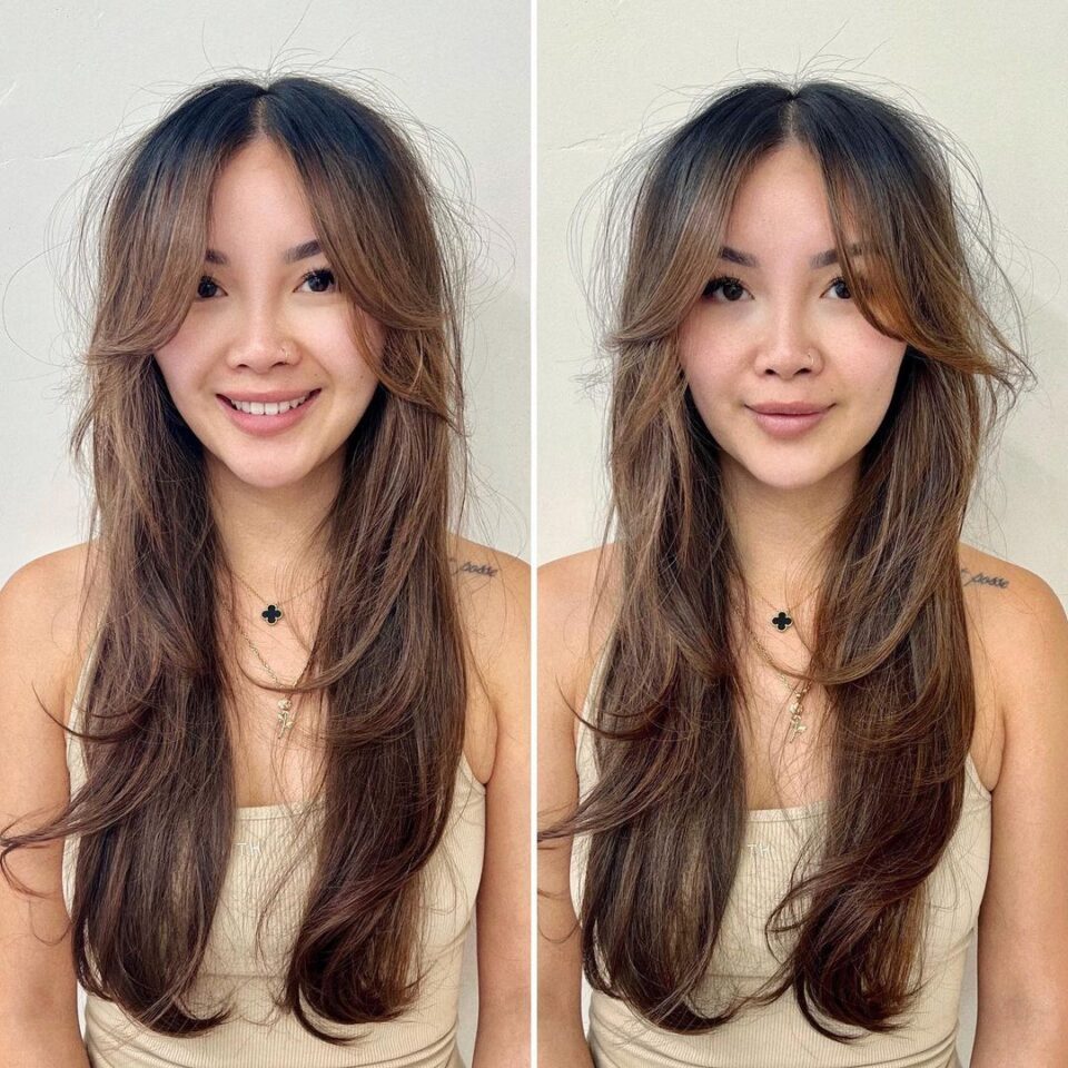 Face-Framing Curtain Bangs With a Middle Part