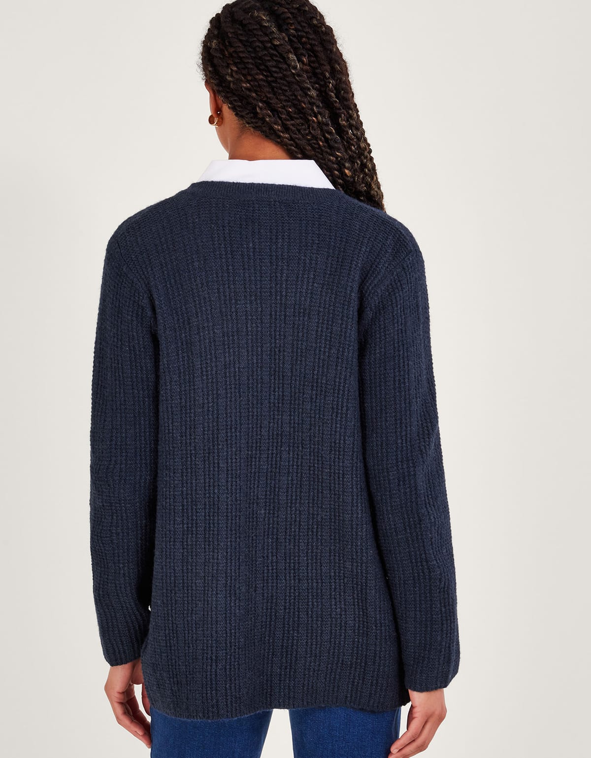 Longline Cardigan With Wide Leg Denim