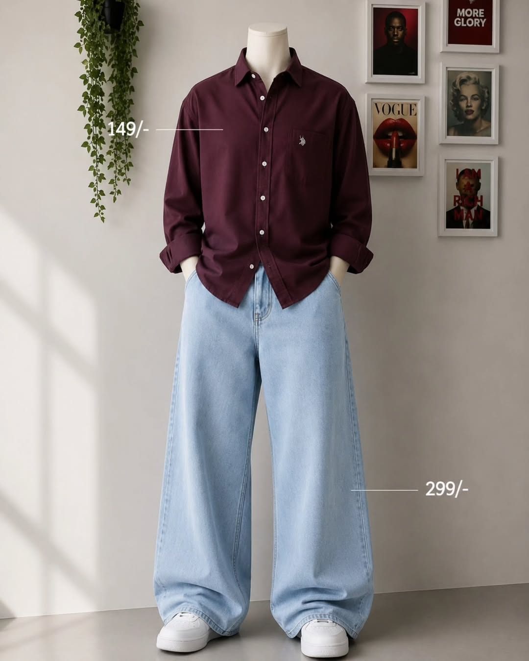 Monochrome Baggy Jeans Outfit in Neutral Tones