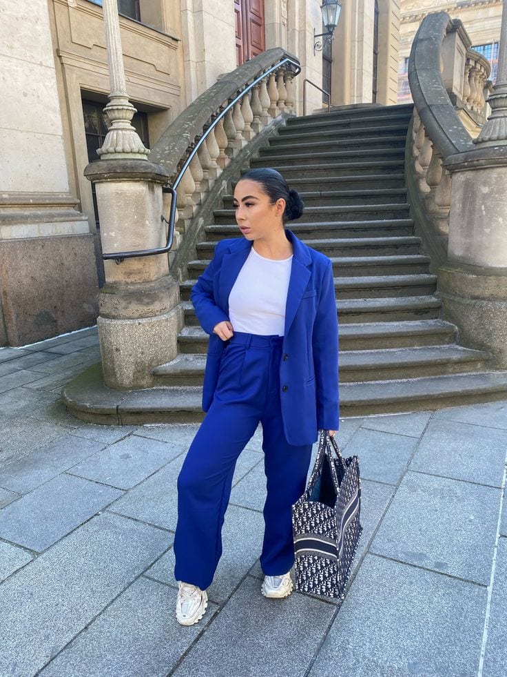 Oversized Blazer With Wide Leg Denim