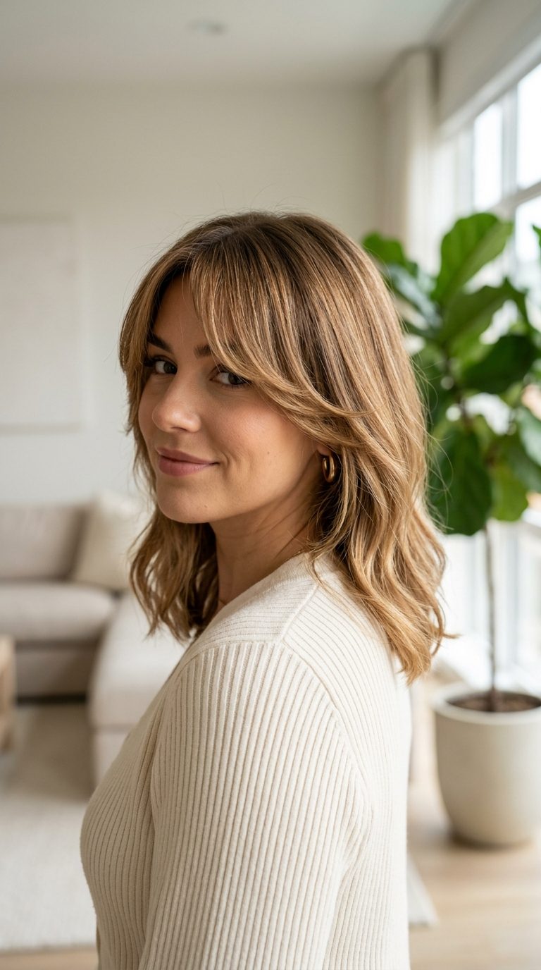 Soft Curtain Bangs With Face-Framing Layers