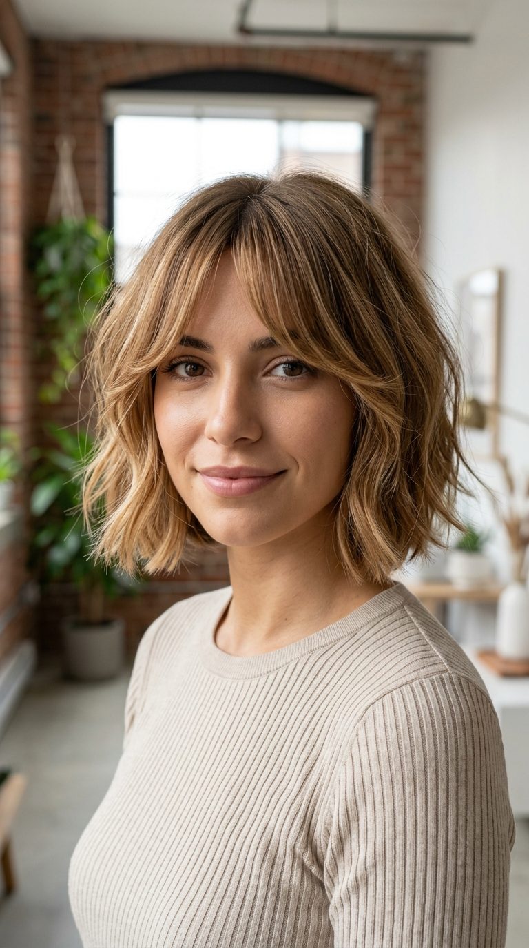 Soft Curtain Bangs on a Bob