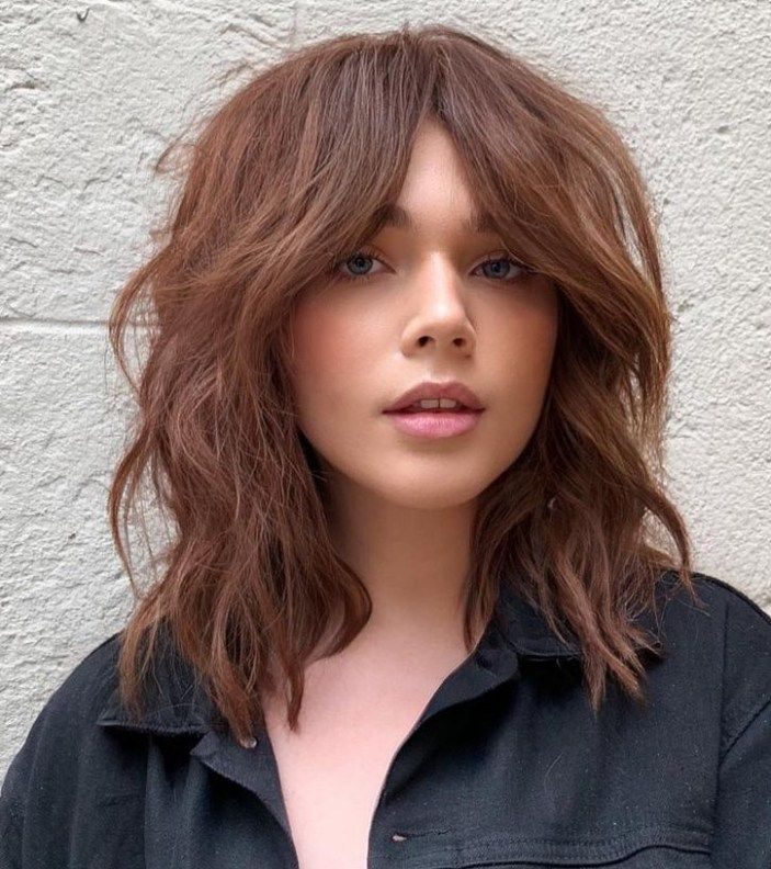 Textured Curtain Bangs on Thick Hair