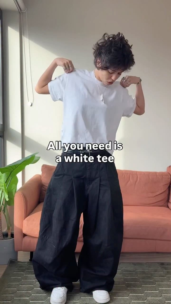 Turtleneck and Straight Baggy Jeans in Winter