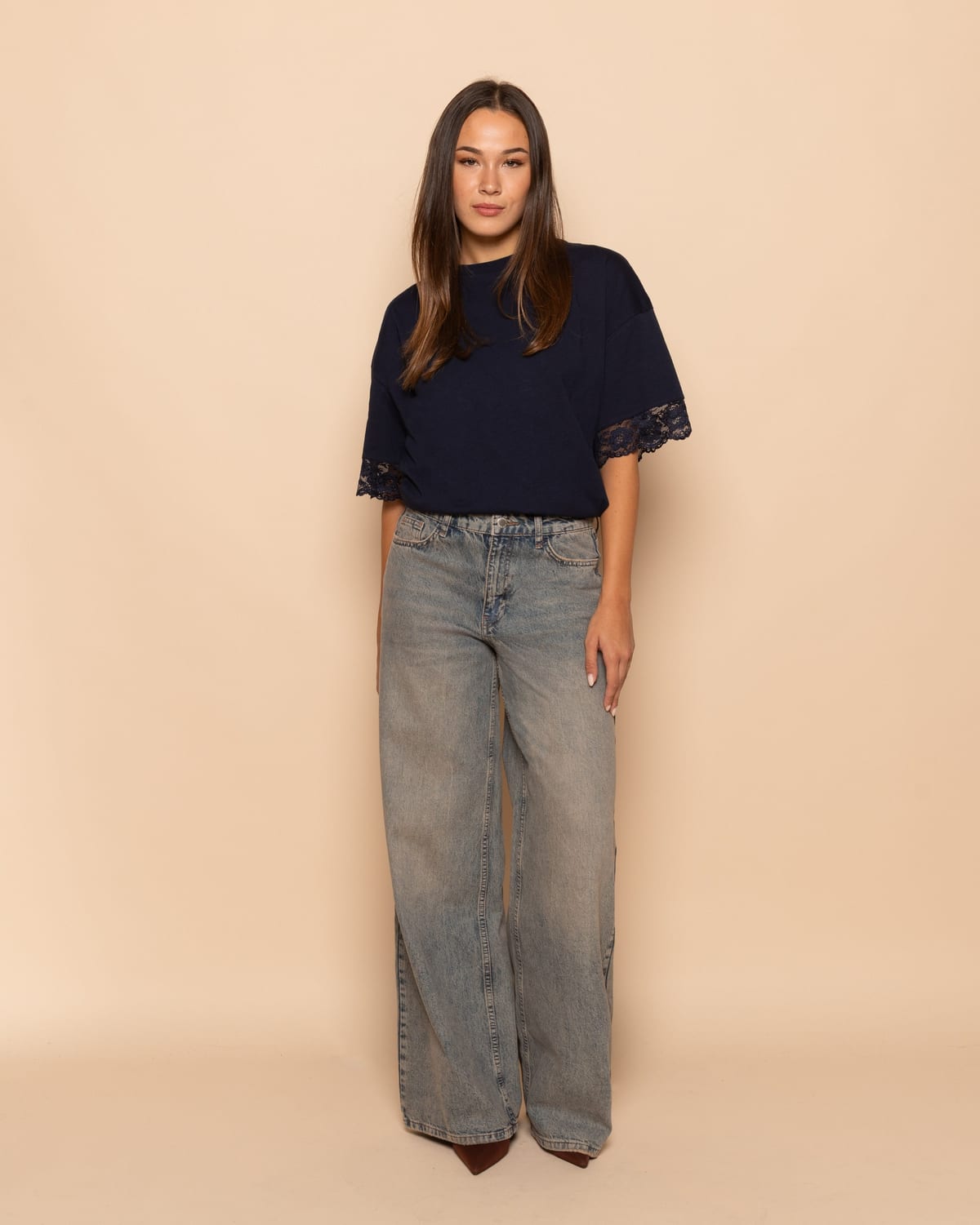 Vintage Band Tee With Wide Leg Denim