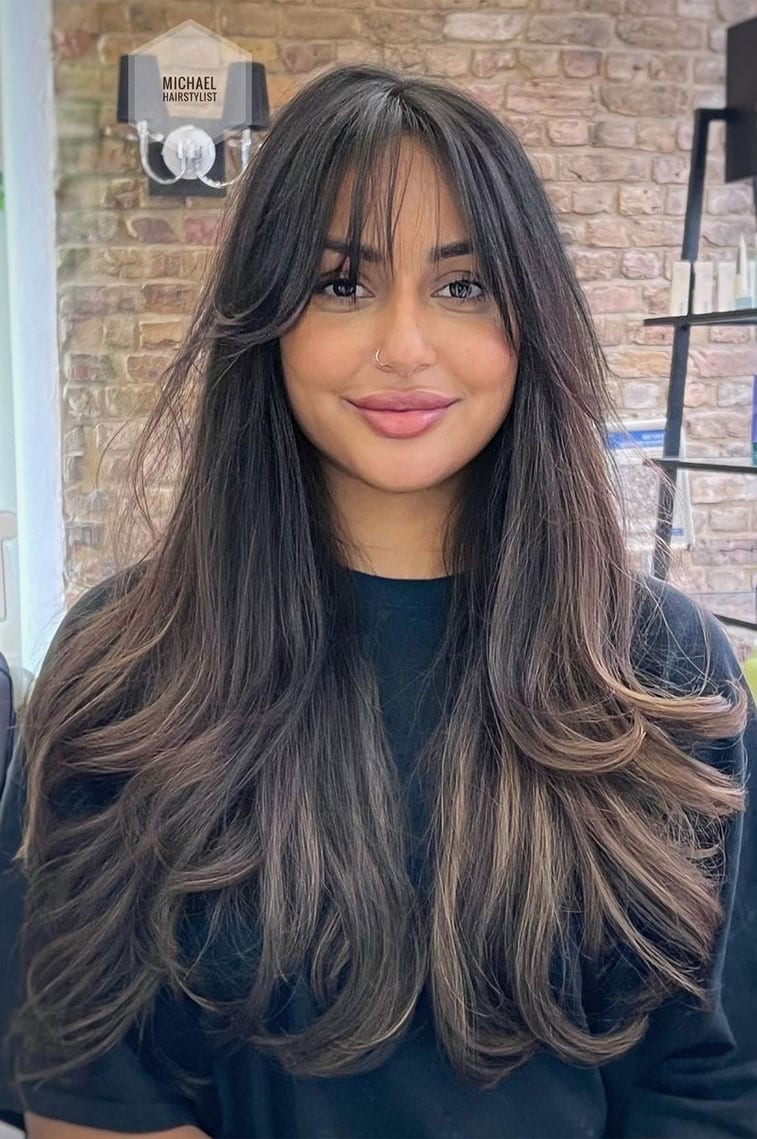 Wispy Curtain Bangs for Long Face Shapes