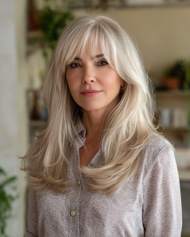 Wispy Curtain Bangs for Mature Hair