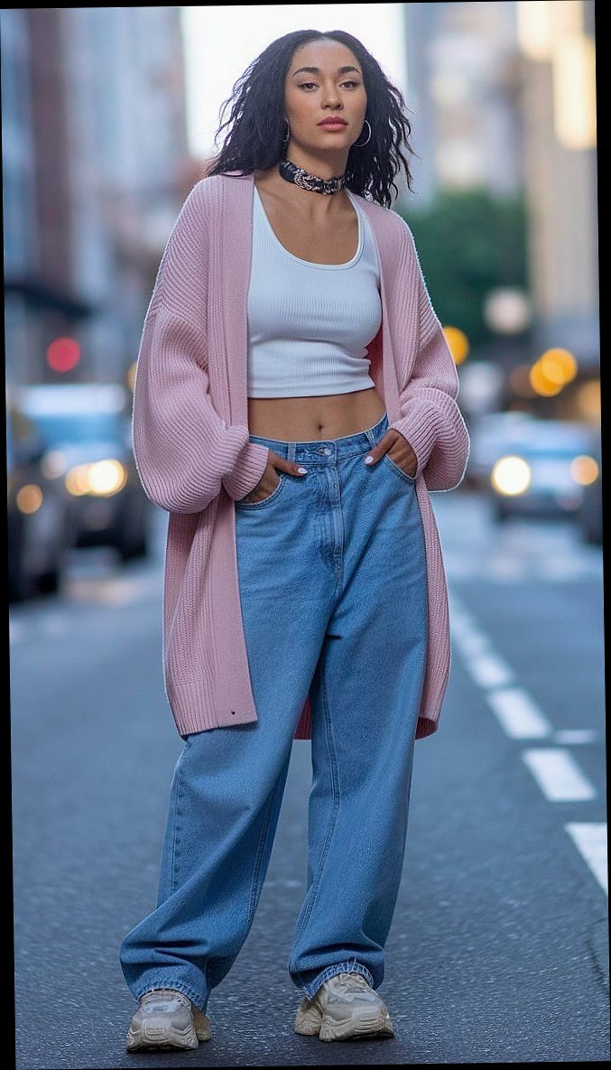 20 Baggy Jeans Outfits That Look Effortlessly Cool 17 Athleisure Inspired Baggy Jeans Look
