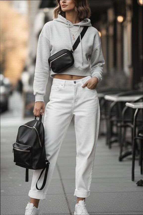 9 Baggy Jeans Outfit Ideas You'll Actually Want To Copy 4 Baggy Jeans and Cropped Hoodie for Casual Days