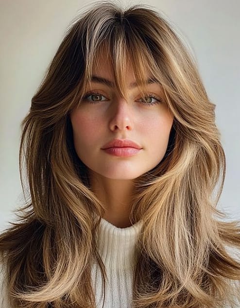 21 Curtain Bangs Hairstyle Ideas That Actually Look Good 27 Blended Long Curtain Bangs