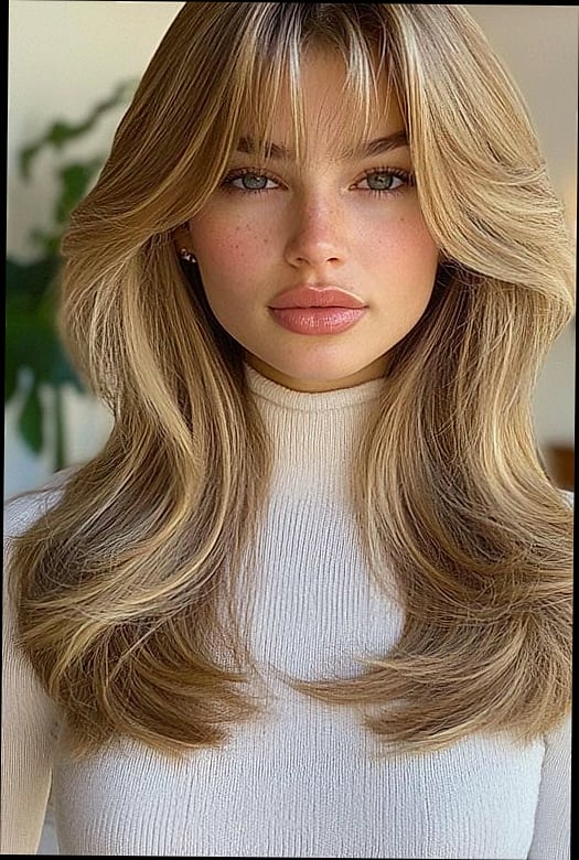 21 Curtain Bangs Hairstyle Ideas That Actually Look Good 26 Bronde Layered Curtain Fringe