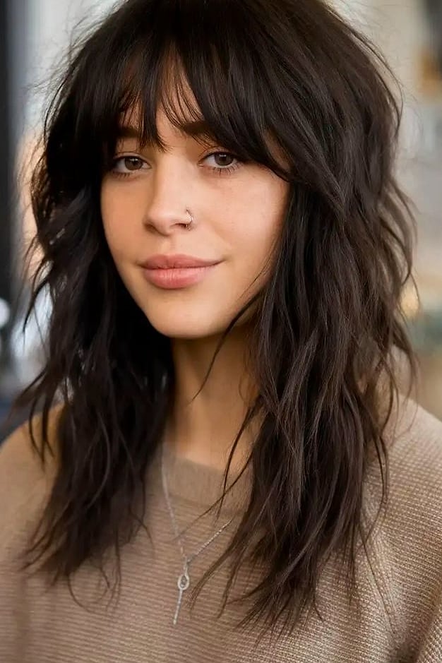 Wolf Cut With Bangs: 11 Ideas That Look So Good 10 Grown-Out Bangs With a Shaggy Wolf Cut