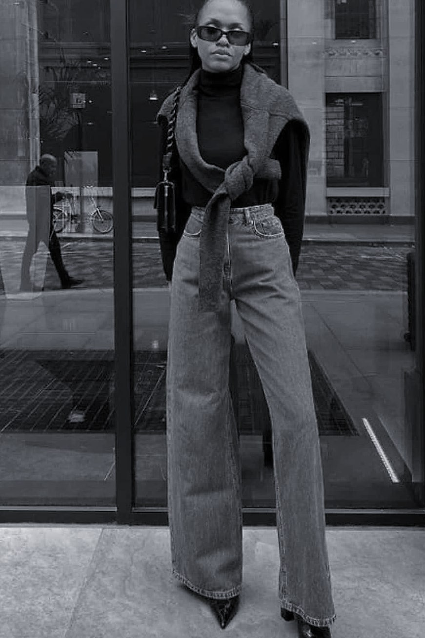 Knitwear and Wide Leg Jeans for Cold Days