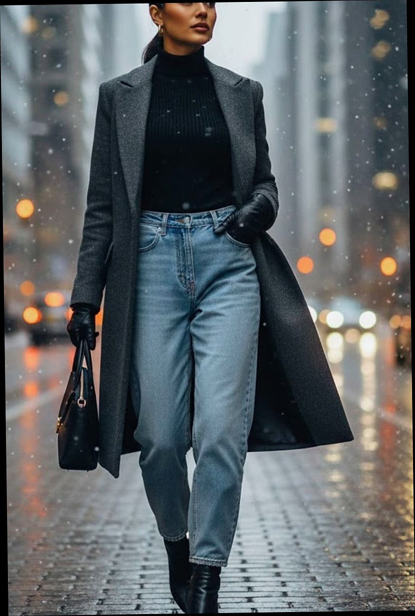 20 Baggy Jeans Outfits That Look Effortlessly Cool 11 Layered Winter Baggy Jeans Outfit