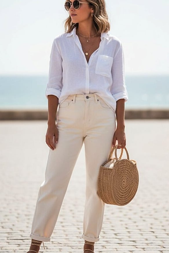 20 Baggy Jeans Outfits That Look Effortlessly Cool 12 Linen Shirt Summer Look