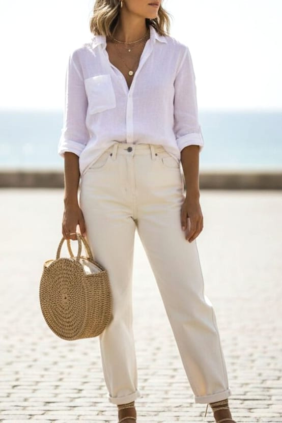 9 Baggy Jeans Outfit Ideas You'll Actually Want To Copy 9 Linen Shirt and Baggy Jeans for a Relaxed Summer Look