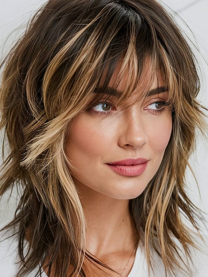 21 Curtain Bangs Hairstyle Ideas That Actually Look Good 19 Modern Shaggy Lob with Curtain Fringe