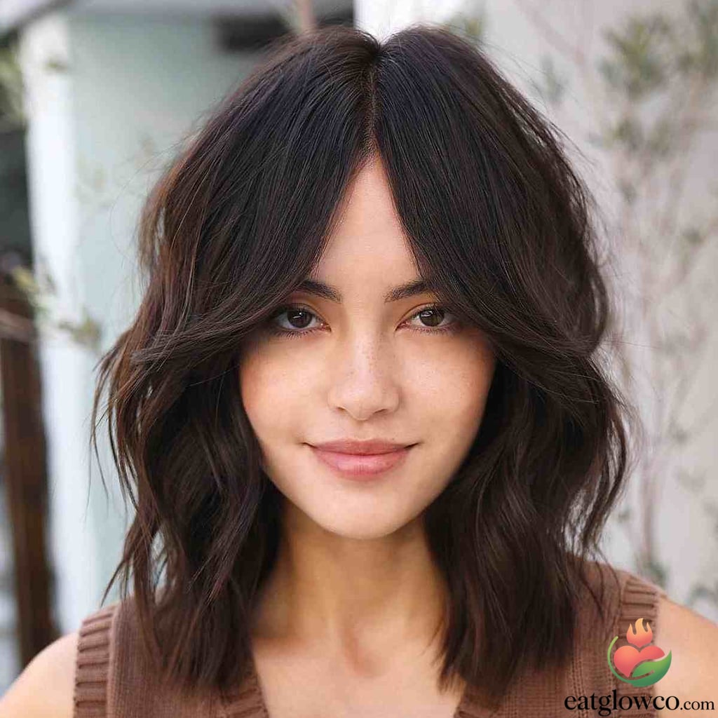 11 Curtain Bangs With Long Hair Ideas You Need To See 3 Modern Shaggy Lob with Curtain Fringe