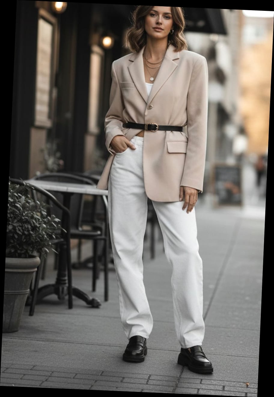 20 Baggy Jeans Outfits That Look Effortlessly Cool 3 Oversized Blazer and Baggy Jeans Combo