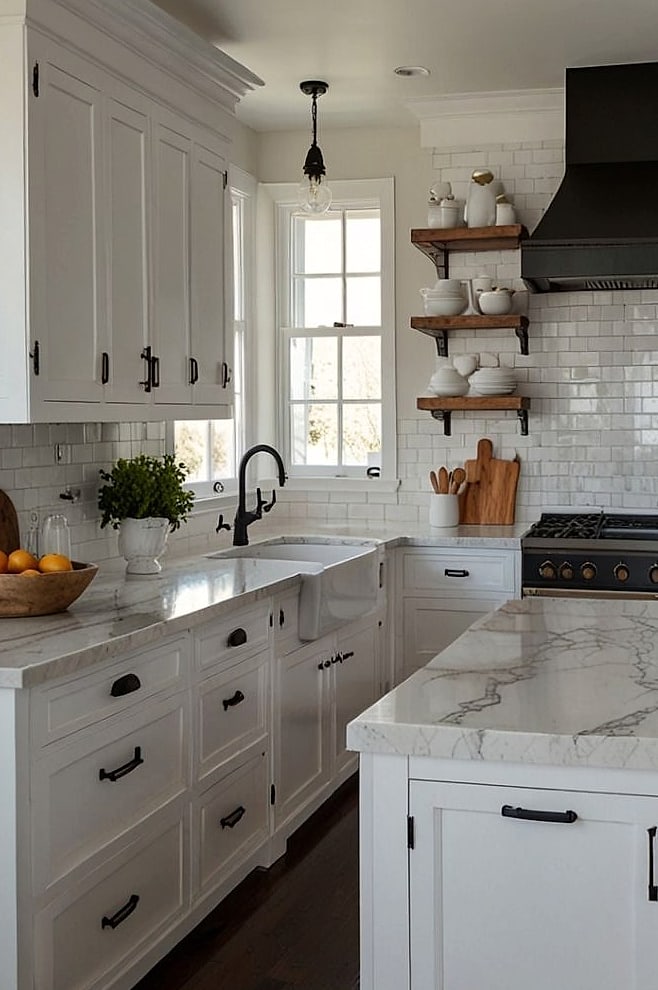White Kitchen with Black Hardware and Fixtures