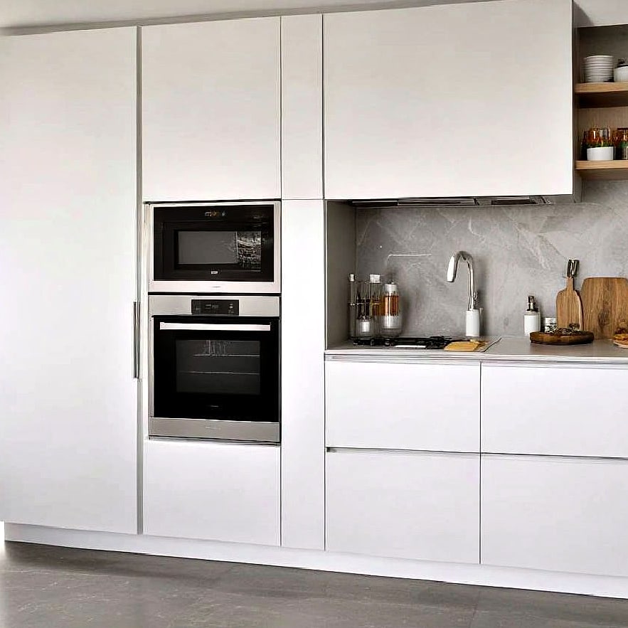White Kitchen with Integrated Appliances for a Seamless Look