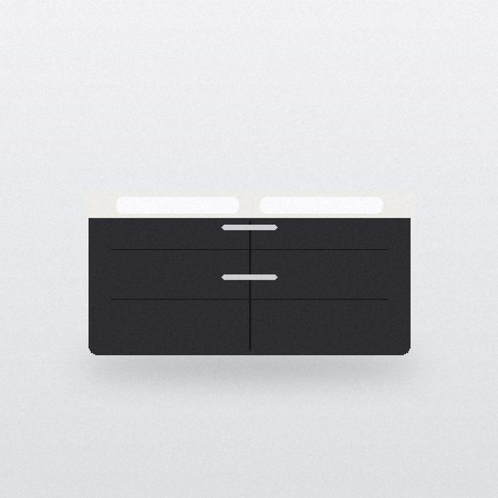 Matte Black Double Vanity 60" 1 Matte Black Double Vanity 60"